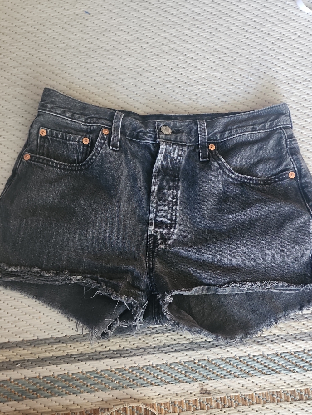 Levi's Black Washed Denim Cutoff Shorts